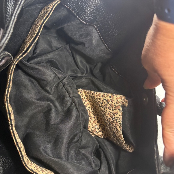 Vtg Relic by Fossil Leather Hobo Braided Shoulder Strap Slouchy Black Purse Boho - Picture 12 of 16